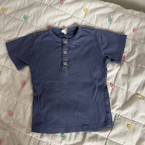 kate quinn Navy Blue Short-Sleeve Henley Tee